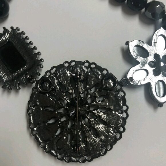 Premier Designs Crochet Black and Yellow Convertible Necklace Brooch PinP - Picture 7 of 8